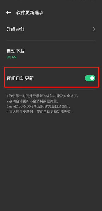 oppo手机怎么设置夜间更新?oppo手机设置夜间更新的方法截图